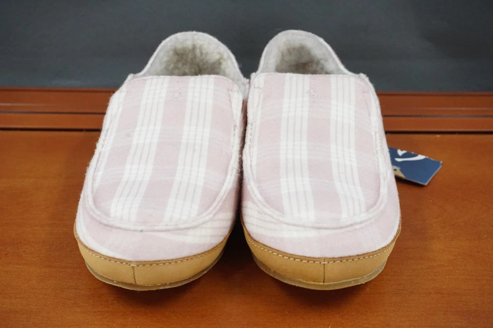 OluKai Nohea Palaka Shoes Womens 9 Pink Plaid Slip On Slippers Casual Comfort - Image 2 of 4