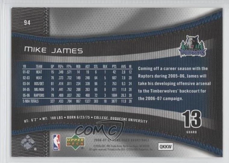 2006-07 SP Game Used Edition Mike James #94 - Image 2 of 2