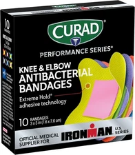 CURAD Performance Series IRONMAN Antibacterial Bandages, 10 Count (Pack of 1) 