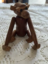 VTG Viking Wooden Monkey Jointed Articulating Folk Art MCM Art Deco Decor