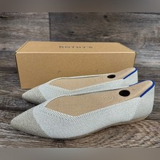 Rothys The Point Diamond Metallic Flat Shoe NEW SZ 8