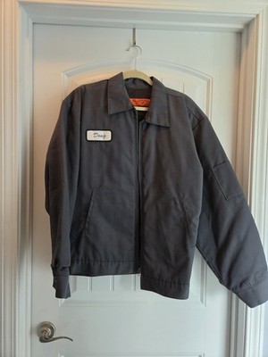 Vintage Red Kap Work Jacket Men's Large Gray Full Zip Quilted Mechanic Workwear