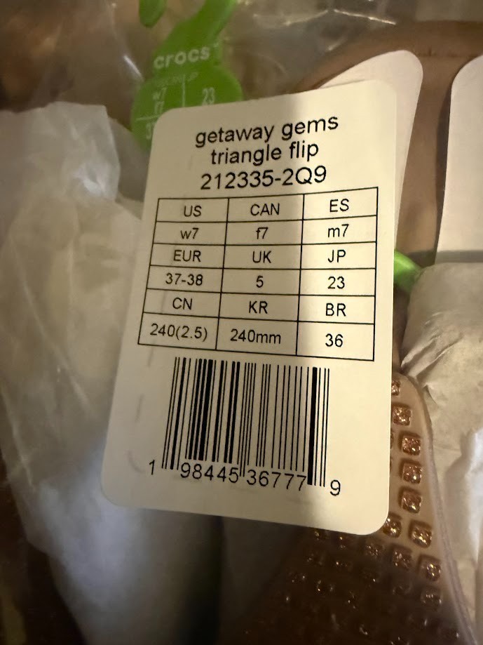 Crocs Getaway Gems Triangle Flip Color Latte Size W8 212335-2Q9
