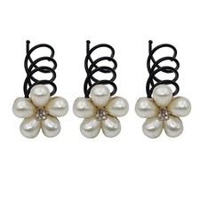 10 PCS Flower Spin Hair Pins Swirl Twists Coils Bridal Rhinestone Pearl Metal