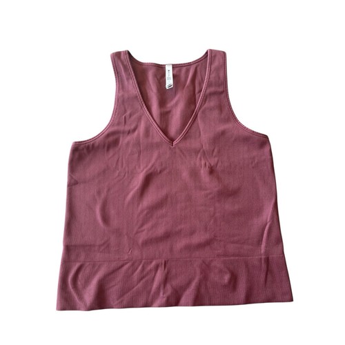 Athleta Top Women XL Mauve Aurora Seamless Crop Rib Tank Top Lounge