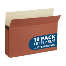 Blue Summit 10 Redwell Letter Size Redrope Accordion File Folders - 5.25" Expans