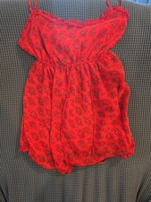 VICTORIA S SECRET Nightie M Red w/ Black Patterns Nightgown See Photos
