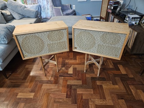 Vintage Pair Of AR-2A Speakers Blonde Birch Or Pine Wood MCM Good Working Cond