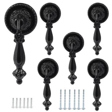 6 Pcs Antique Style Metal Drawer Tear Drop Cabinet Pull Handle Knobs for Dresser