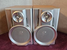 Sharp CP-UR5H Pair of Small Speakers Surround Sound Silver - TESTED & WORKING