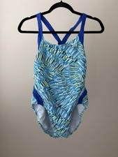women s nike one piece swimsuit Blue And Green Cross Back
