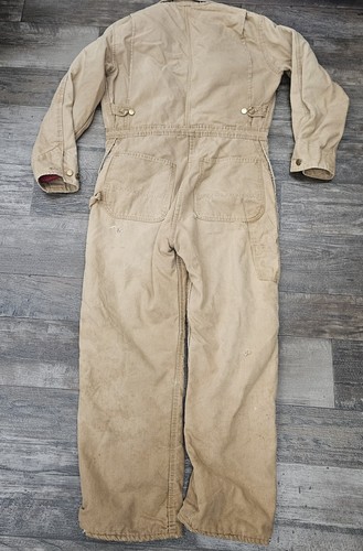 VTG 70s Carhartt Coveralls Mens 38R Brown Duck Canvas Red Quilt Lined- READ! - Picture 8 of 11