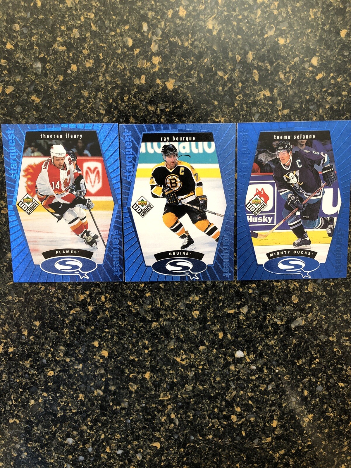 Lot Of 3 Hockey Cards Theoren Fleury Ray Boutique And Teemu Selanne Ebay