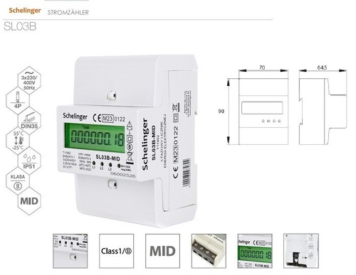 Wechselstromzähler Stromzähler mit MID 100A 3-phasig Phasen für Hutschiene DIN - Bild 2 von 9