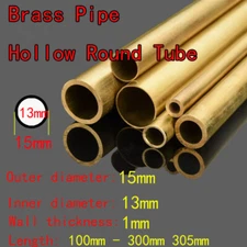 1pcs OD 15mm ID 13mm Brass Pipe Hollow Round Tube 100mm-305mm Length 1mm Thick