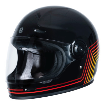 Origine Vega Sunrise Integralhelm Retro Motorradhelm - Rot/Schwarz