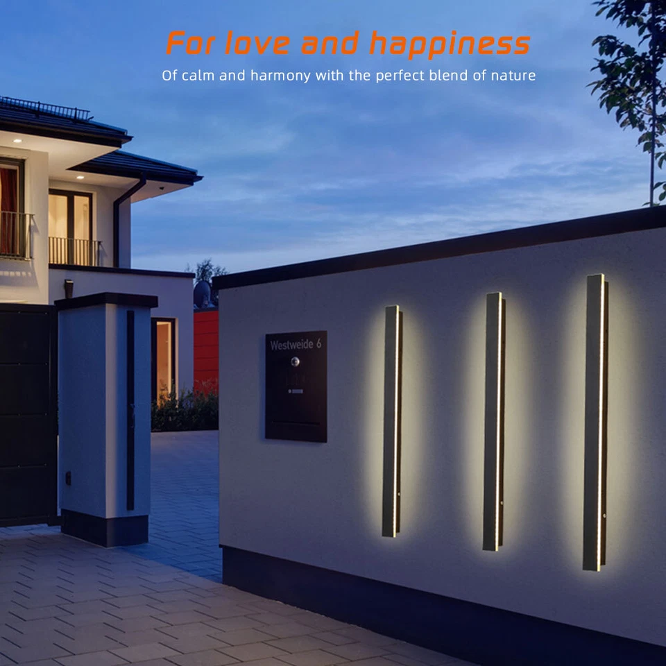 LED Wall Light Sconce Waterproof Outdoor Modern Lamp Exterior Lights Long Strip - Image 4 of 4