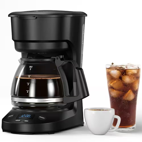 Caffettiera Elettronica a Goccia 5 Tazze con Funzione Temporizzazione e Caraffa Senza Goccia, B - Foto 12 di 12