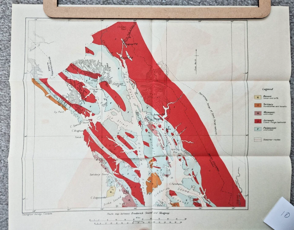 1913 Geological Map of Route between Frederick Sound and Skagway  - Canada - Image 1 of 1