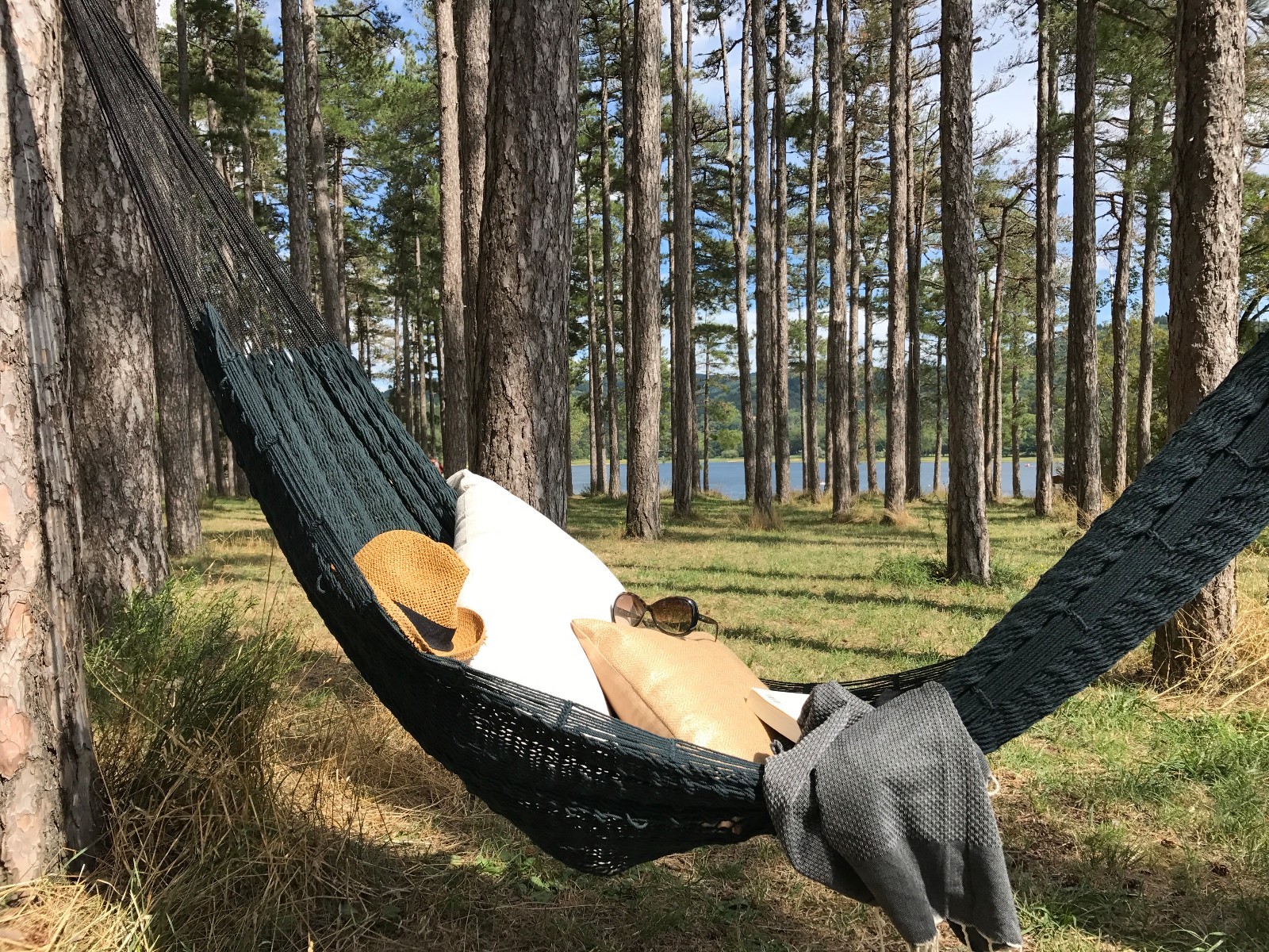 Hamac design GUETHARY en toile de luxe unicolore pour grand jardin
