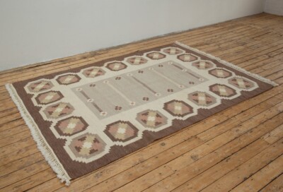 Helen Lindberg Mid-century Swedish flatweave rug, Scandinavian wool kilim Rug5x8