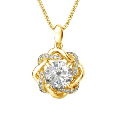 Davidstern 3ct Collier Gelbgold VVS1 D Lab-Created Diamond Test Pass
