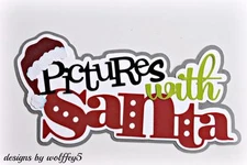 CRAFTECAFE XMAS SANTA TITLE premade paper piecing scrapbook diecut piece WOLFFEY