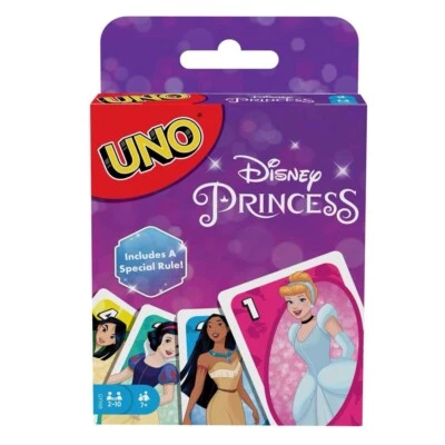 MATTEL UNO Disney Prinzessinnen passendes Kartenspiel, 112 Karten mit einzigartigen Wild Card NEU
