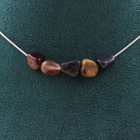 Halskette 5 Perlen Pietersit Der Usa. Kette Aus Edelstahl Halskette Damen