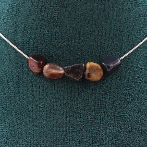Halskette 5 Perlen Pietersit Der Usa. Kette Aus Edelstahl Halskette Damen-image