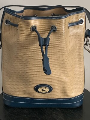 Dooney & Bourke Panama Bucket Bag Women's Drawstring Bag - Navy Blue/Tan