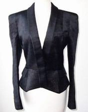 BALMAIN Black Velvet Silver Pin Dot Jacket Blazer 38 6