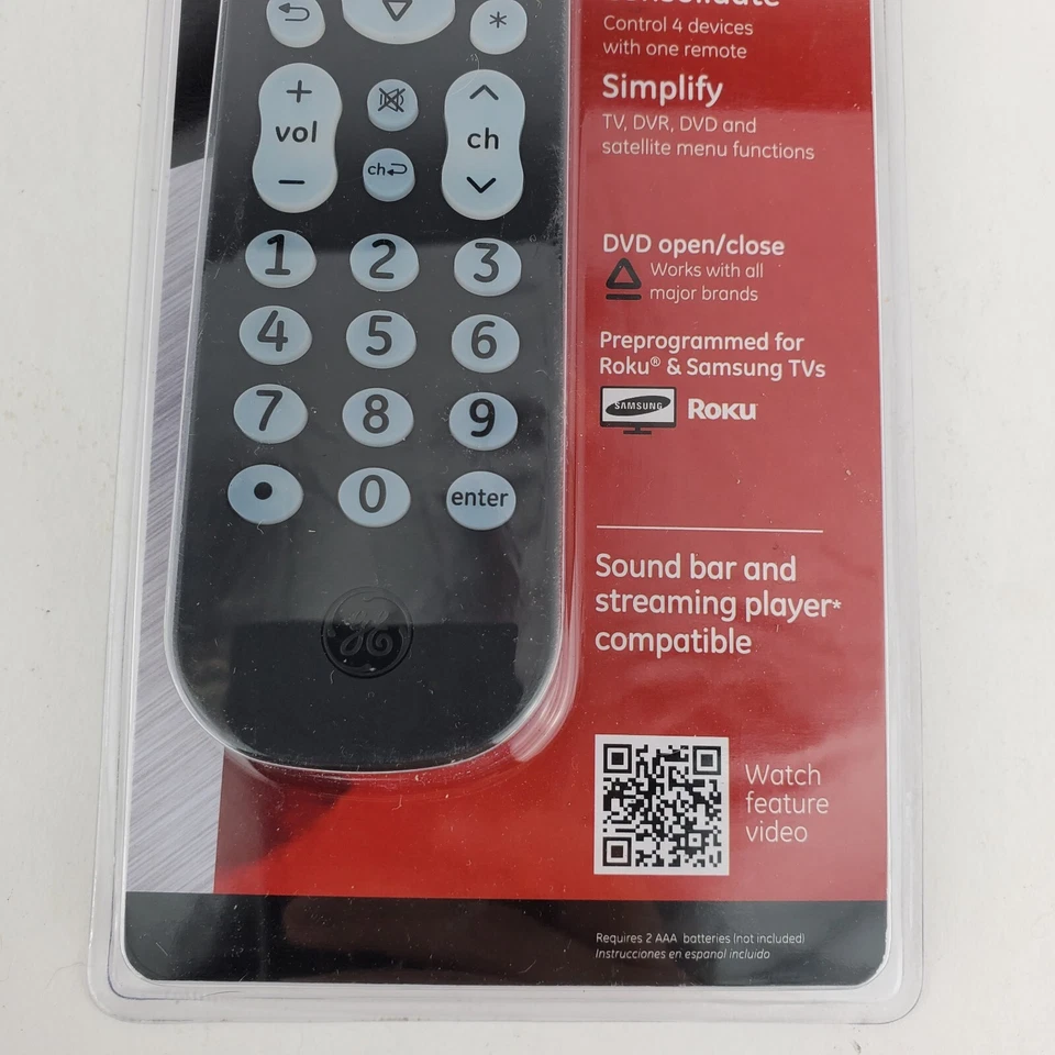 GE Universal Remote Control with Roku NOT Fire TV Streaming Remote For 4 devices - Image 2 of 4