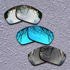 Black Silver Blue Replacement Lenses For-Oakley Fuel Cell OO9096 Polarized