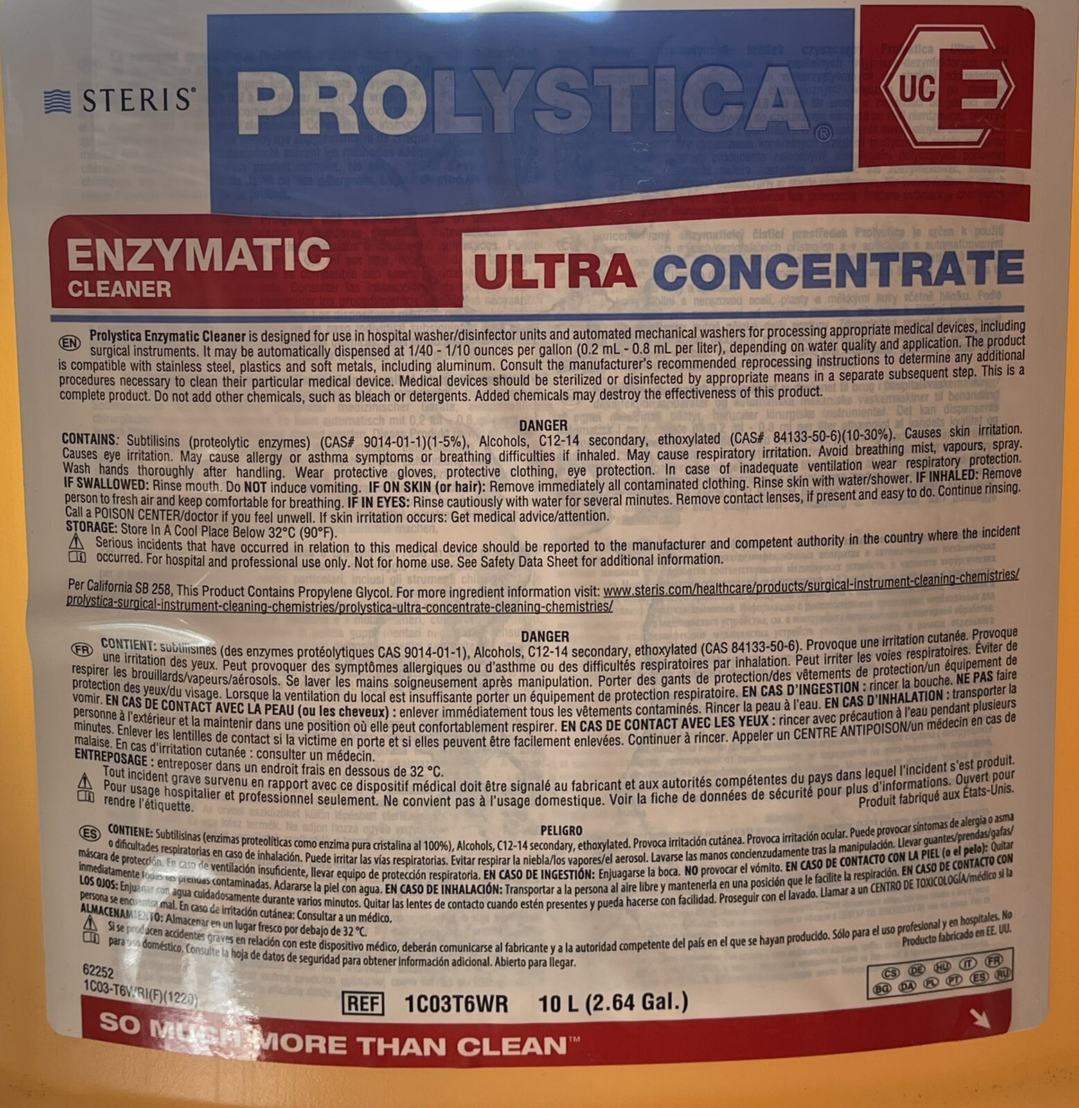 Steris Prolystica Enzymatic Ultra Concentrate 1C03T6WR 1C03T6WR 10L 8/