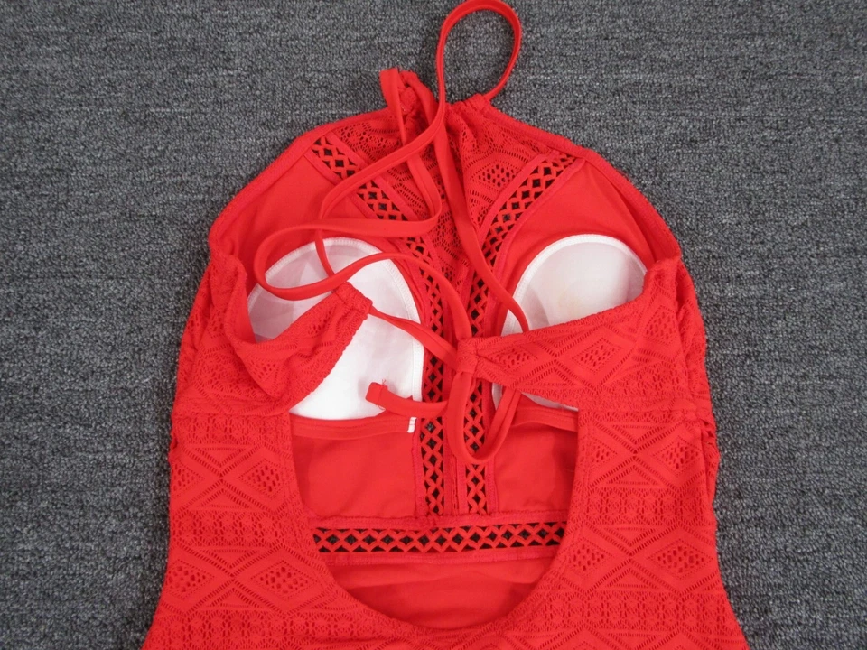 Traje de baño Hula Honey para mujer talla XL rojo traje de baño de una pieza liso Foto 4 de 4