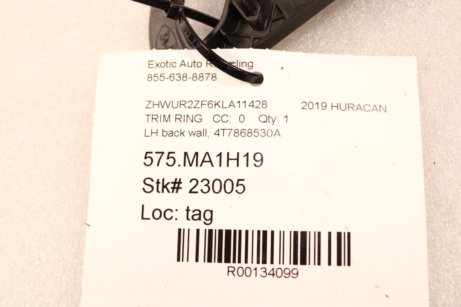 Lamborghini Huracan, LP610, 580, LH, Left, Back Wall Trim, Used, P/N 4T7868530A
