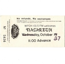 NAZARETH & Y&T Concert Ticket Stub POUGHKEEPSIE NEW YORK 10/19/83 THE CHANCE