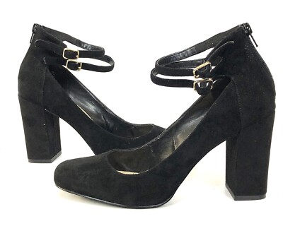 Nine West Black Suede Socialite Pumps Size 9M Back Zip 4