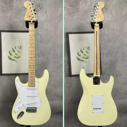Left-Handed Cream Yellow ST Electric Guitars 3S Pickups Maple Fretboard & Neck