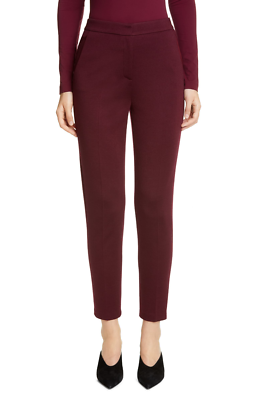 ST. JOHN Milano Knit Ankle Slim Pants With Pockets In Burgundy SZ  display picture 1
