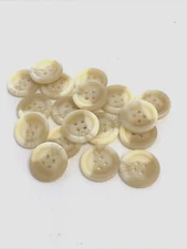 24 Buttons Mottled Swirl Cream Off White Plastic 4-Hole Sewing 19 mm #WH24
