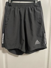 Adidas Boys Athletic Shorts Gray with Stripes Size 7 Lined