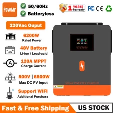 PowMr 6200W Solar Hybrid Inverter 48V DC to 220V AC 120A MPPT Solar Controller