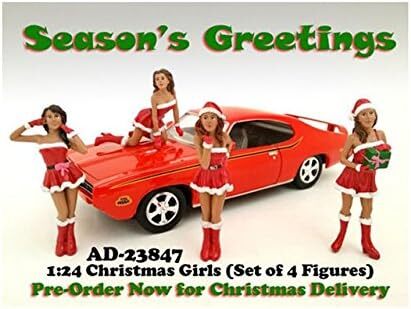 American Diorama 23847 Christmas Girls 4 Pieces Figure Set for 1-24 Scale Diecas