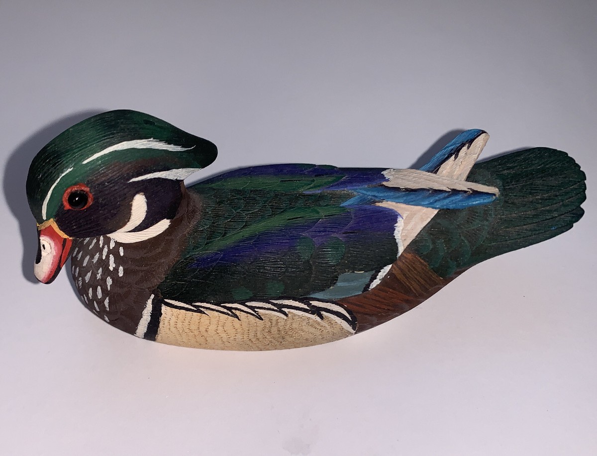 Wood Duck Miniature Mini Decoy wood, Hand Carved, Vintage | eBay