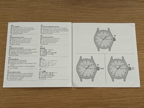 Folleto Booklet - HAMILTON - User Manual Instructions - For Watches Relojes