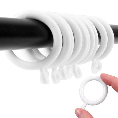 50 x White Curtain Rail Rings 28mm Inner Diameter Drapes Hang Hoop Loop ...
