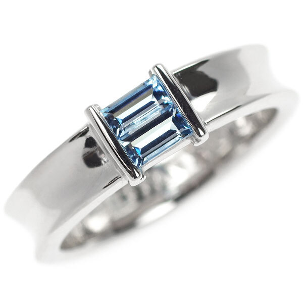 Tiffany K18WG Aquamarine Ring Stacking - Auth free shipping