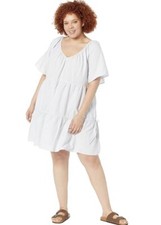 Madewell Linen Cotton Blend Lorelei Short Tiered Summer Dress Women Plus 4XL